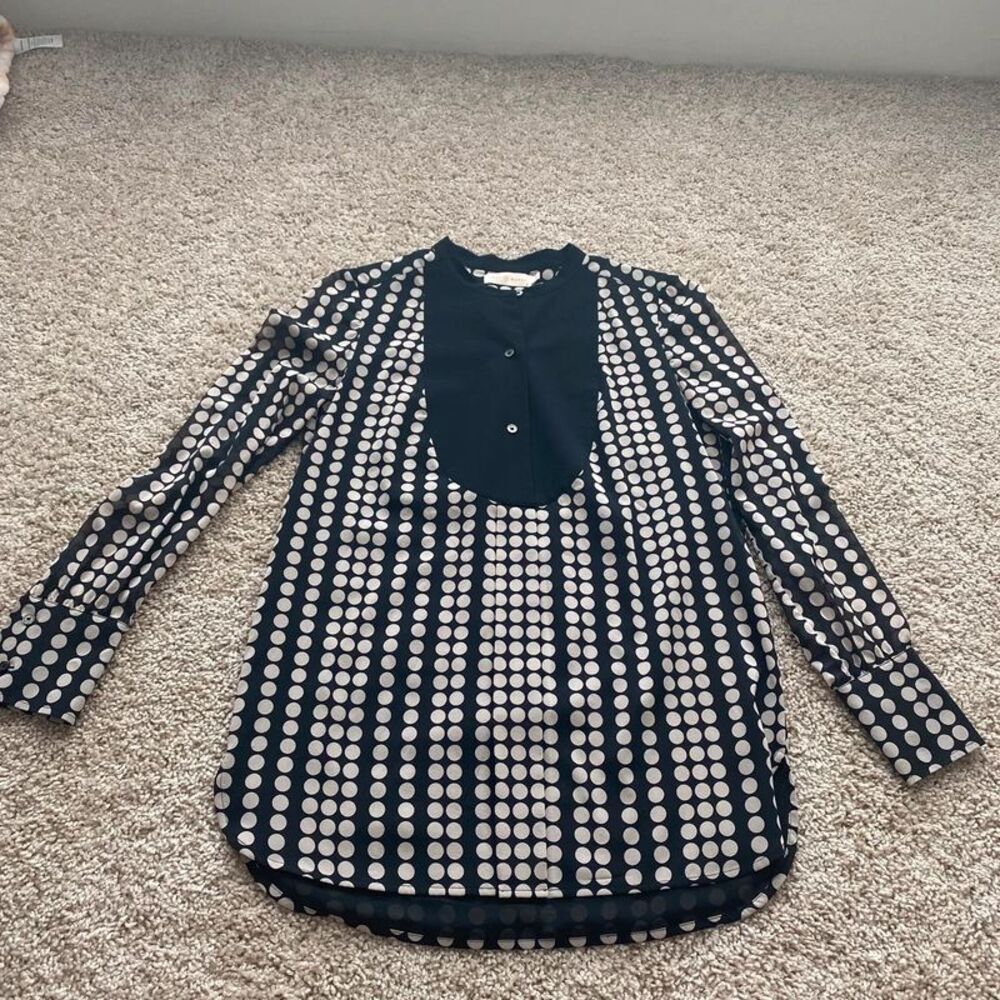 Tory Burch Polka Dot Blouse 0 XXS Chiffon Tunic Blouse